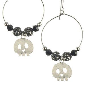 Skull Hoop Sparkle Earrings